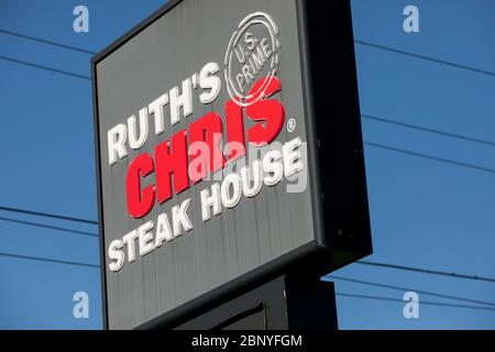 A logo sign outside of a Ruth's Chris Steak House restaurant location in King of Prussia, Pennsylvania on May 4, 2020. Stock Photo