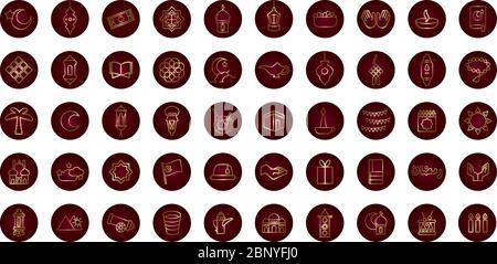 ramadam kareem set block gradient style icons Stock Vector