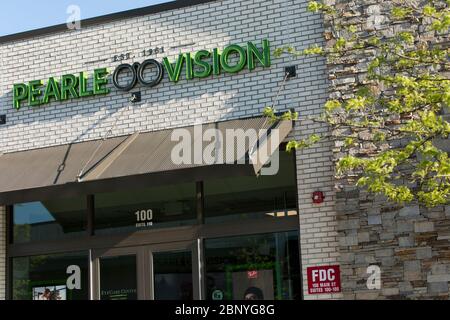 A logo sign outside of a Pearle Vision retail store location in King of Prussia, Pennsylvania on May 4, 2020. Stock Photo