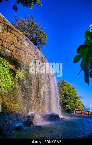 The waterfall located on Castle Hill in Nice, France. Stock Photo