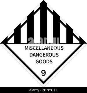 Miscellaneous Dangerous goods sign. Placards class 9. Perfect for transport vehicles, backgrounds, backdrop, sticker, label, sign, symbol and wallpape Stock Vector