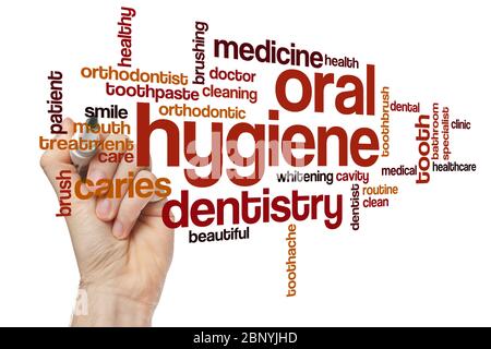 Oral hygiene word cloud concept on white background Stock Photo