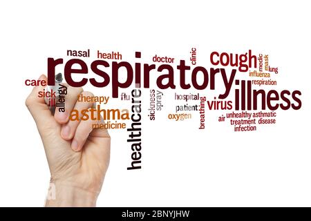 Respiratory illness word cloud concept on white background Stock Photo