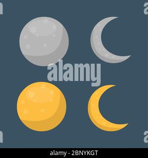crescent and sphere for moon shape concept vector icon illustration Stock Vector