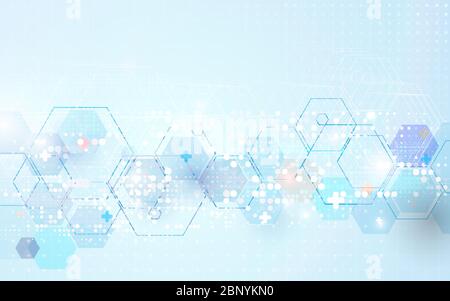 Abstract geometric hexagons shape medicine and science concept background. Vector illustration Stock Vector
