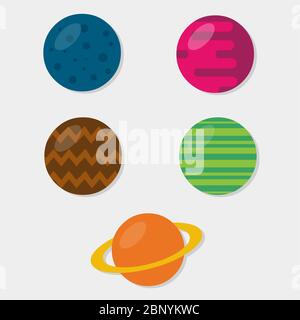 set of planet vector icon illustration for education concept Stock Vector