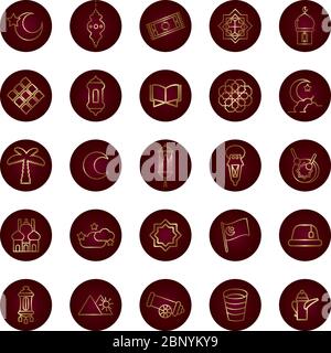 ramadam kareem set block gradient style icons Stock Vector