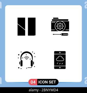 Pictogram Set of 4 Simple Solid Glyphs of editing, device, layout, options, head Editable Vector Design Elements Stock Vector