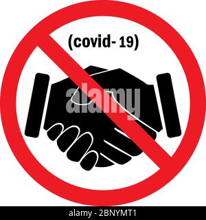 No hand shake sign. Avoid spreading corona virus. Perfect for backgrounds, backdrop, sticker, label, sign, icon, symbol, poster and wallpaper. Stock Vector
