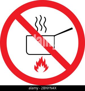 No cooking sign. Prevent fire accidents in office or industry. Stock Vector