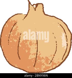 Fresh raw Onion vegetable isolated icon. Spring Rareripes. hastings, farm market, Vector illustration. Stock Vector