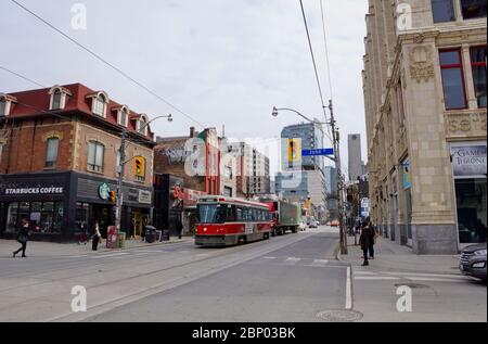 Toronto Canada - 27 March 2015 - Corner John Street and Queen Street in downtown Toronto Ontario Stock Photo