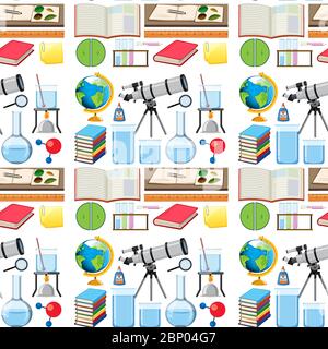 Seamless background design with school equipments illustration Stock Vector