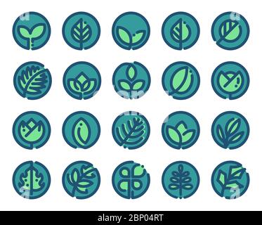 Leaf logo design vector set. Various icons of leaves. Stock Vector