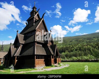 Middle age stavekirke in norway Stock Photo