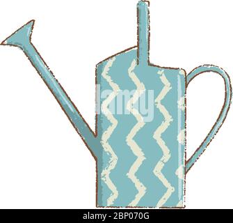 blue watering can isolated on white with handle Stock Vector