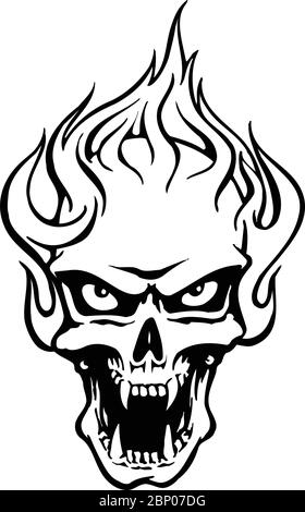 Illustration of flaming skull Stock Vector Image & Art - Alamy