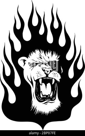 Flaming Lion Vector Illustration Stock Vector