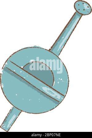 blue watering can isolated on white. Top view Hand-Drawn gardening tools, spring hobby, Stock Vector