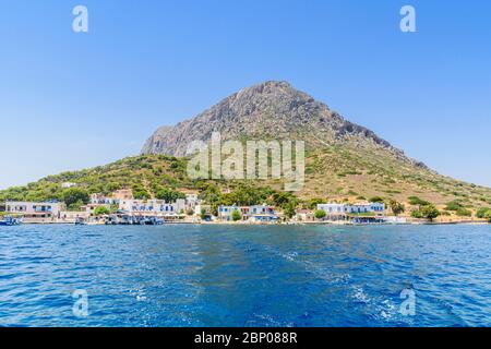 Sea views towards Telendos Island, Kalymnos, Dodecanese, Greece Stock Photo