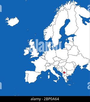 Kosovo highlighted on europe map. Blue sea background. Perfect for Business concepts, backgrounds, backdrop, sticker, chart, presentation and wallpape Stock Vector