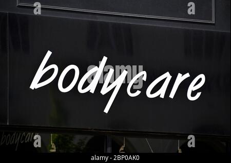 Bodycare Cosmetics Shop logo. Highgate, Kendal, Cumbria, England, United Kingdom, Europe. Stock Photo