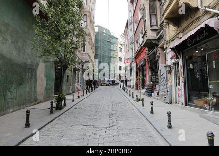 ISTANBUL, TURKEY - MAY 13, 2020: Empty streets in Beyoglu during Coronavirus Pandemic Stock Photo
