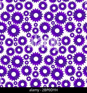 Gears, cogwheels. Vector seamless pattern made of cogs. Purple, blue colors. Seamless tiling background. Abstract business concept. Ornament with gear Stock Vector