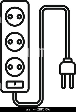 Electric extension cords icon. Outline electric extension cords vector icon for web design isolated on white background Stock Vector