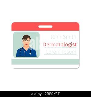 Dermatologist medical specialist badge template for game design or medicine industry. Vector illustration Stock Vector