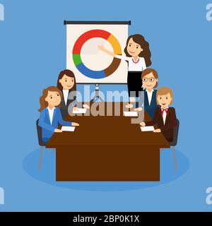 Office teamwork board chart graphic documents. Vector illustration Stock Vector