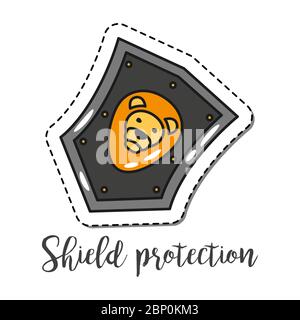 Fashion patch element with quote, Shield protection. Vector illustration Stock Vector