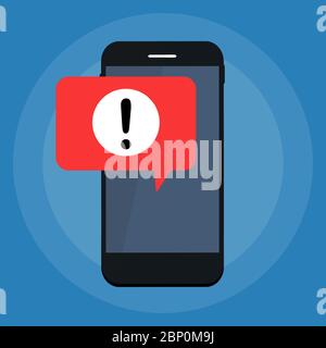 Alert message mobile notification on the smartphone screen concept. Vector illustration Stock Vector