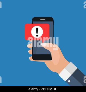 Alert message mobile notification on the smartphone screen concept. Vector illustration Stock Vector