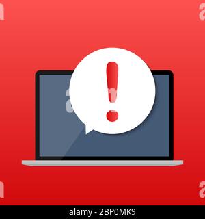 Alert message mobile notification on the laptop screen concept. Vector illustration. Stock Vector