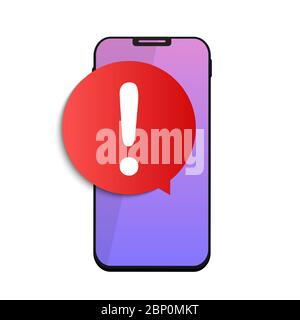 Alert message mobile notification on the smartphone screen concept. Vector illustration Stock Vector