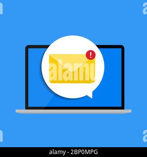 New Email on the laptop screen notification concept. Vector illustration Stock Vector