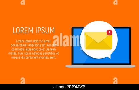 New Email on the laptop screen notification concept. Vector illustration Stock Vector