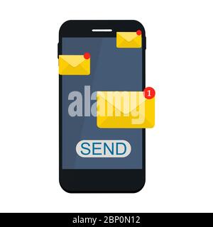 New Email  on the smartphone screen notification concept. Vector Stock Vector