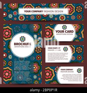 Corporate identity design with colorfull indian pattern, vector illustration Stock Vector