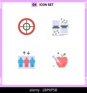 User Interface Pack of 4 Basic Flat Icons of army, group, digital, lane, apple Editable Vector Design Elements Stock Vector