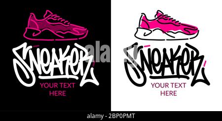 Abstract Hand Written Graffiti Style Word Sneaker Vector Illustration. Typography Illustration As Logotype Stock Vector