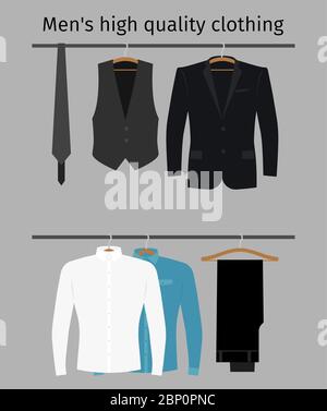 Gentleman clothes set on a hanger, vector illustration Stock Vector