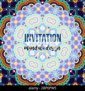 Universal invitation mandala card in abstract style, vector illustration Stock Vector