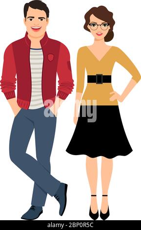 Young Man Standing Casual Clothes Side View Vector Illustration