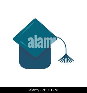 Graduate student hat with a tassel. Toss the hat up after graduation. Flat vector illustration on a white background isolated Stock Vector