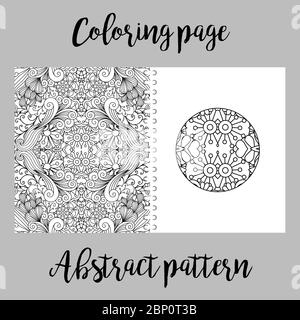 Coloring page design for print with abstract pattern. Vector illustration Stock Vector