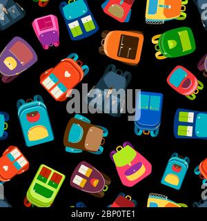 Schoolbags and school backpacks seamless pattern vector illustration Stock Vector