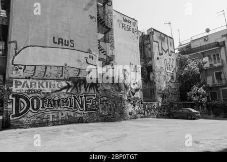 Dopamine graffiti on the wall of Athens in Greece. August 2019 Stock Photo