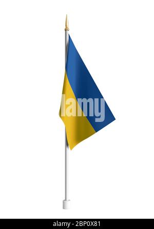 Vector realistic Ukraine Flag. 3D waving flag textile. Template for products, banners, leaflets, certificates and postcards. illustration Stock Vector